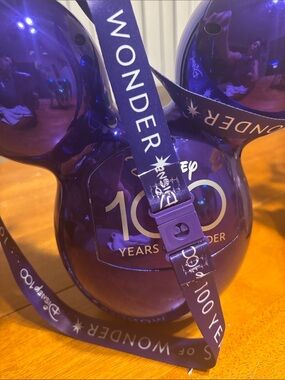 Disney 100Yrs Purple Mickey Head Snack Holder with Strap collectible